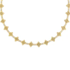 Roberto Coin 18K Yellow Gold Arabesque Alternating Diamond And Flower Necklace Outlet