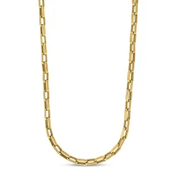 Roberto Coin 18K Yellow Gold Designer Gold Chain Alternating Fluted And Ridged Rectangular Link Chain Necklace Best