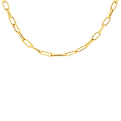 Roberto Coin 18K Yellow Gold Designer Gold Alternating Polished And Fluted Paperclip Link Chain Necklace Clearance