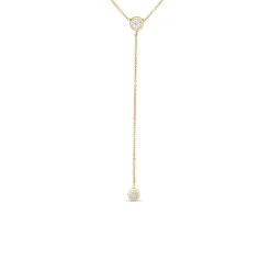 Roberto Coin 18K Yellow Gold Diamonds By The Inch Dangle Bezel Necklace Hot