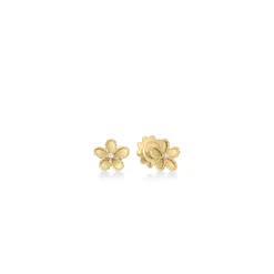 Roberto Coin 18K Yellow Gold Jasmine Diamond And Polished Finish Small Flower Earrings New