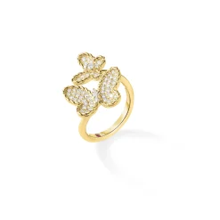 Roberto Coin 18K Yellow Gold Jasmine Pave Diamond Double Butterfly Ring Discount