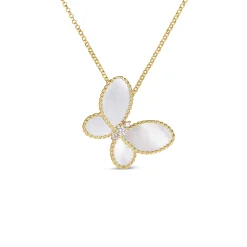 Roberto Coin 18K Yellow Gold Jasmine Diamond And Mother Of Pearl Butterfly Necklace Best