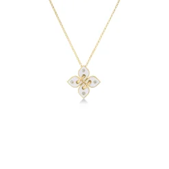 Roberto Coin 18K Yellow Gold Love In Verona Diamond And Enamel Flower Necklace Sale