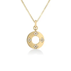 Roberto Coin 18K Yellow Gold Love In Verona Diamond Flower Circle Necklace Outlet