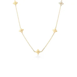 Roberto Coin 18K Yellow Gold Love In Verona Diamond Flower Station Necklace New