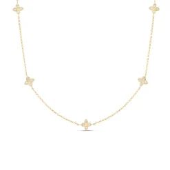 Roberto Coin 18K Yellow Gold Love By The Inch 5 Station Flower Necklace