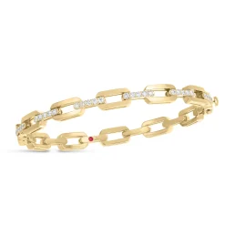 Roberto Coin 18K Yellow Gold Navarra Hard Chain Link Diamond Bangle Outlet