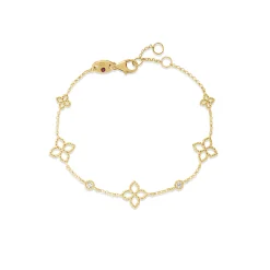 Roberto Coin 18K Yellow Gold Principessa Diamond And Flower Station Bracelet Sale
