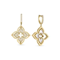 Roberto Coin 18K Yellow Gold Venetian Princess Pirouette Pavé Medium Flower Drop Earrings Sale
