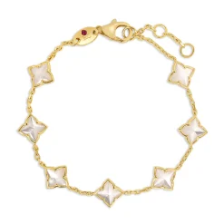Roberto Coin 18K Yellow Gold Venetian Princess Carnival Mother Of Pearl Flower Station Bracelet Clearance