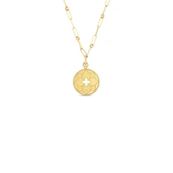 Roberto Coin 18K Yellow Gold Venetian Princess Diamond And Satin Flower Cut Out Medallion Necklace Clearance