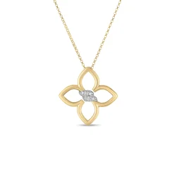 Roberto Coin 18k Yellow/White Gold Cialoma Small Diamond Flower Necklace Online