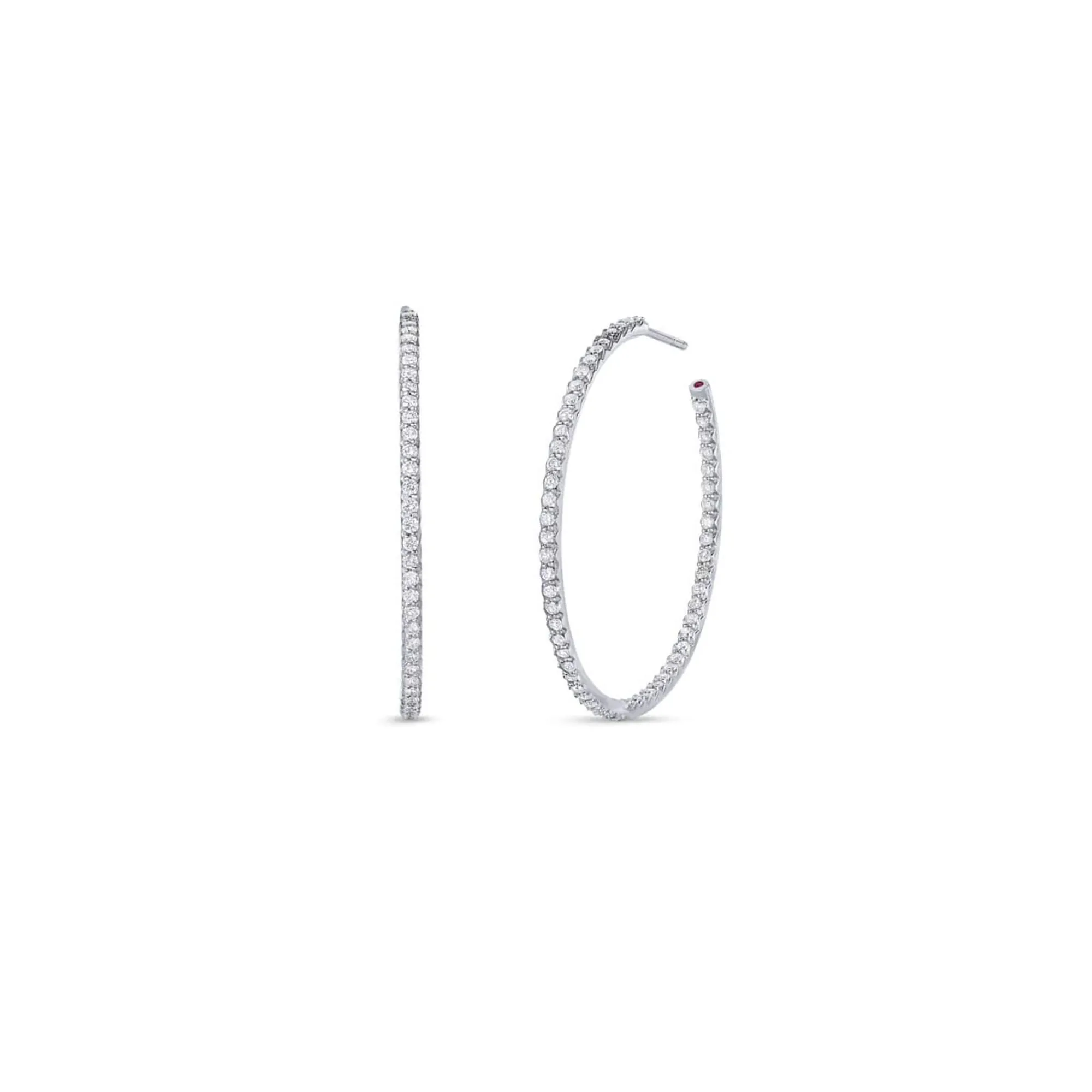 Roberto Coin Large Inside Outside Open Diamond Hoop Earrings, 18K White Gold Sale