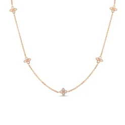 Roberto Coin Love By The Inch 5 Station Flower Necklace, 18K Rose Gold Best