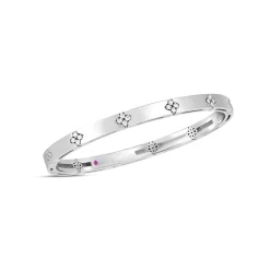 Roberto Coin Love In Verona Narrow Width Diamond Accent Bangle 18K White Gold Hot