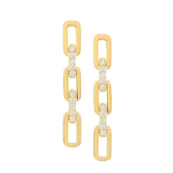 Roberto Coin Navarra 3 Link Drop Earrings 18K Yellow Gold 0.43cttw Sale