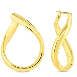 Roberto Coin Oro Classic Curved Contoured Hoop Earrings 18K Online