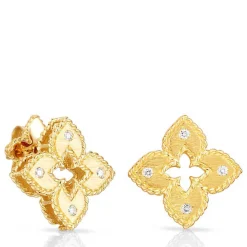 Roberto Coin Petite Venetian Princess Diamond Earrings 18K Discount