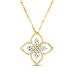 Roberto Coin Principessa Large Flower Diamond Necklace 18K Best