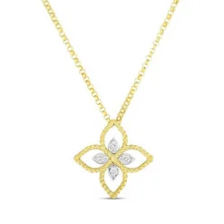 Roberto Coin Principessa Small Diamond Flower Necklace 18K Hot