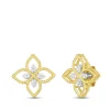 Roberto Coin Principessa Small Diamond Flower Earrings 18K Sale
