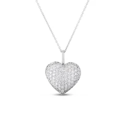 Roberto Coin Tiny Treasure Diamond Heart Necklace 18K White Gold, 18" Hot