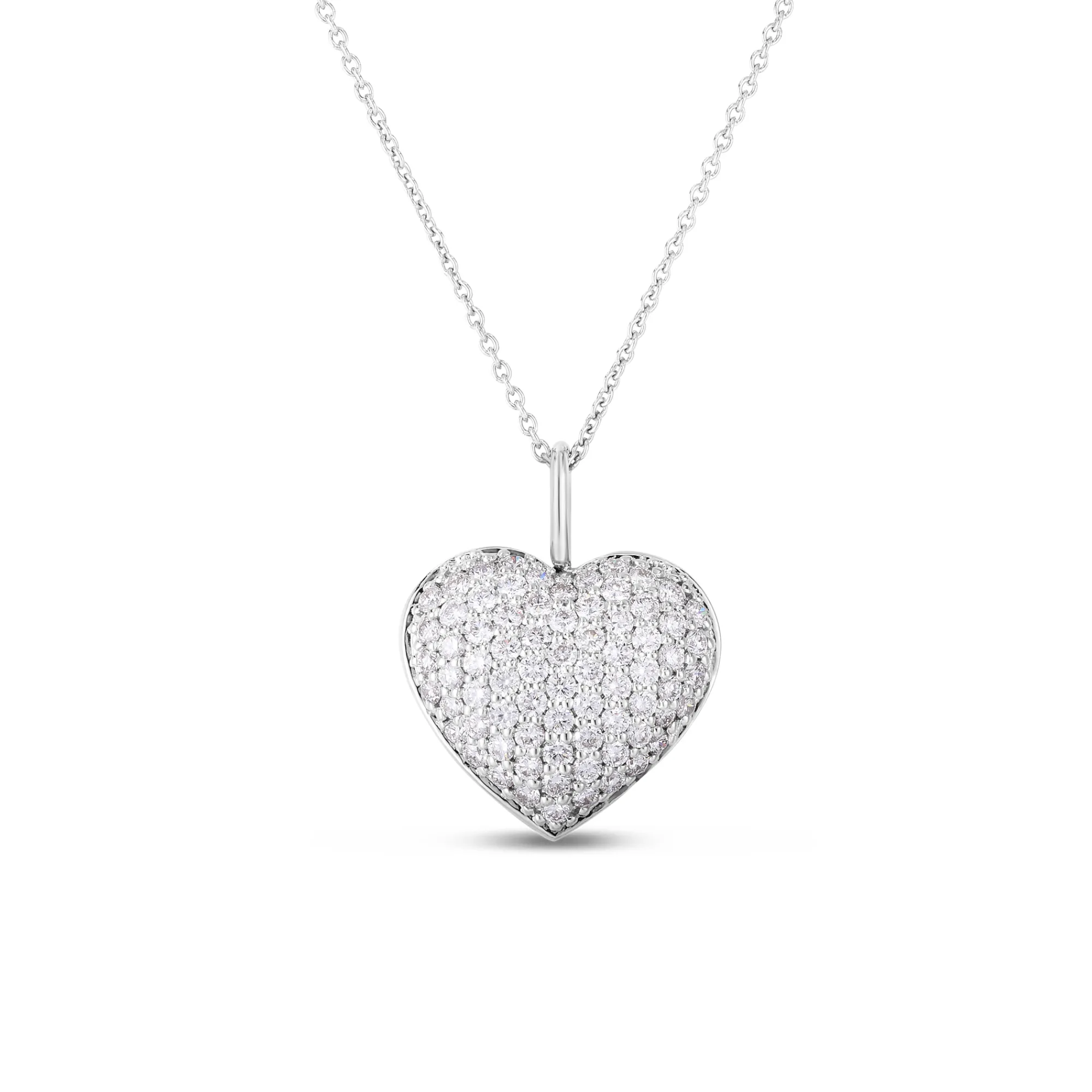 Roberto Coin Tiny Treasure Diamond Heart Necklace 18K White Gold, 18" Hot