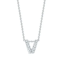 Roberto Coin Tiny Treasures Diamond Initial Pendant 18K Letter 'V' Hot