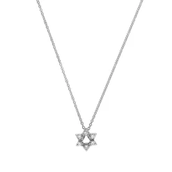 Roberto Coin Tiny Treasures Diamond Star Of David Necklace 18K White Gold Outlet