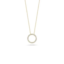 Roberto Coin Tiny Treasures Small Diamond Circle Necklace 18K Yellow Gold, 18 Inches. Sale