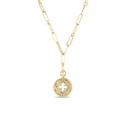 Roberto Coin Venetian Princess Diamond Small Medallion Necklace in 18K Yellow Gold Hot