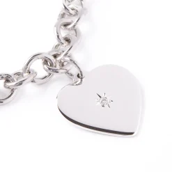 Rolo Bracelet with Heart Charm, Sterling Silver