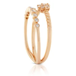Rose Gold Diamond Cluster Split Band Ring 14K Sale