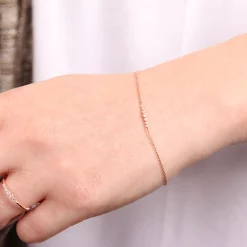 Rose Gold Diamond Station Bracelet 14K New