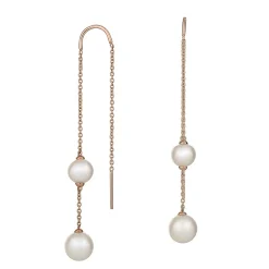 Rose Gold Freshwater Cultured Pearl Threader Earrings 14K Online