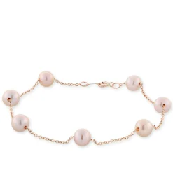 Rose Gold Freshwater Cultured Pearl Tin Cup Bracelet 14K Online