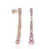 Rose Gold Graduated Color Pink Sapphire & Diamond Earrings 14K Best