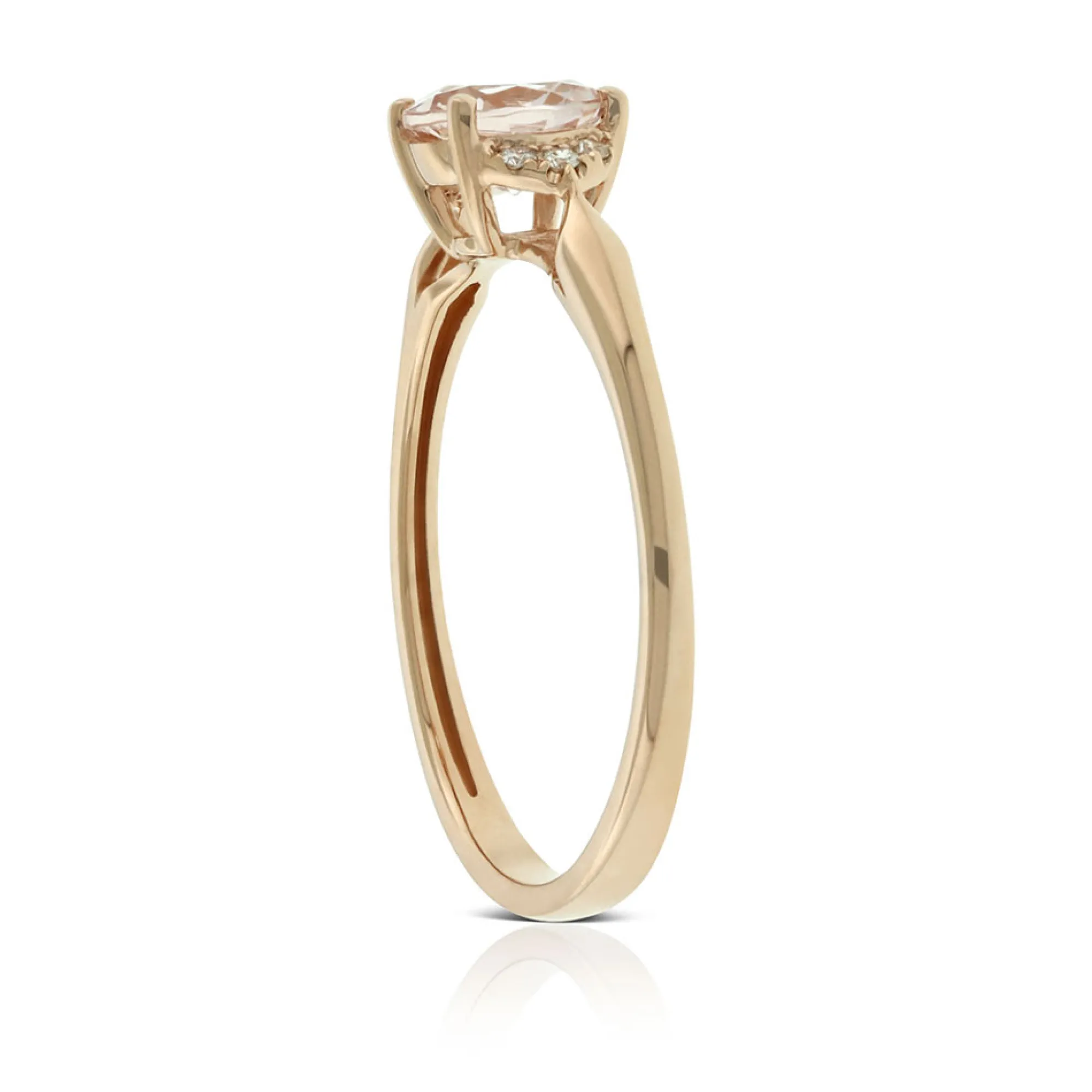 Rose Gold Morganite & Diamond Ring 14K New