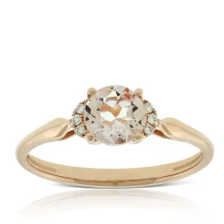 Rose Gold Morganite & Diamond Ring 14K New