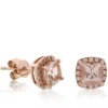 Rose Gold Morganite & Diamond Stud Earrings 14K Clearance