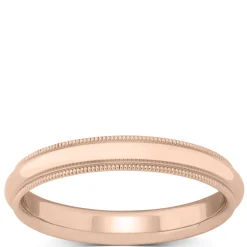 Rose Gold Polished Edge Milgrain Comfort Fit 3mm Band 18K Hot