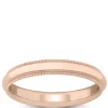 Rose Gold Polished Edge Milgrain Comfort Fit 3.5mm Band 18K Discount