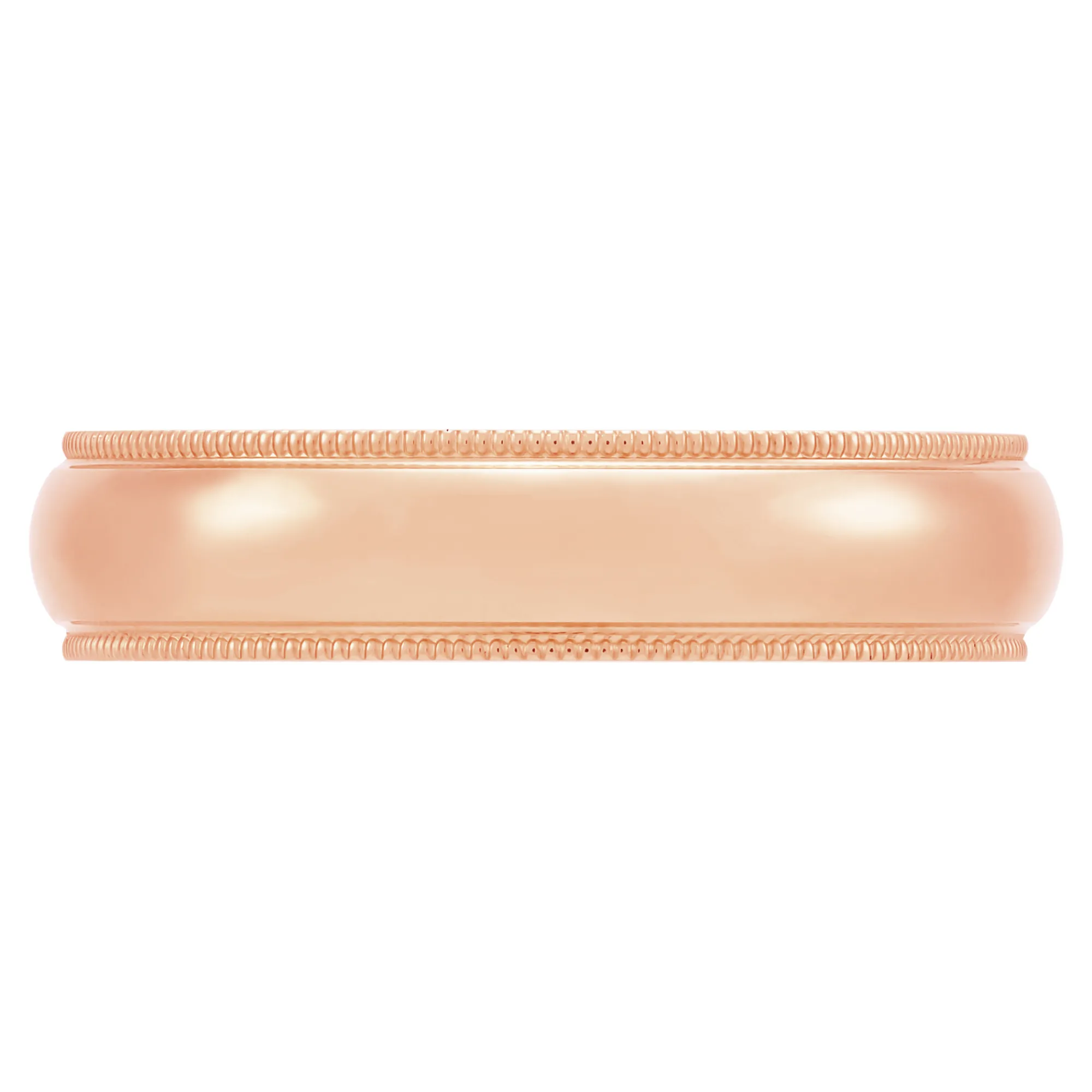 Rose Gold Polished Edge Milgrain Comfort Fit 5mm Band 18K Hot