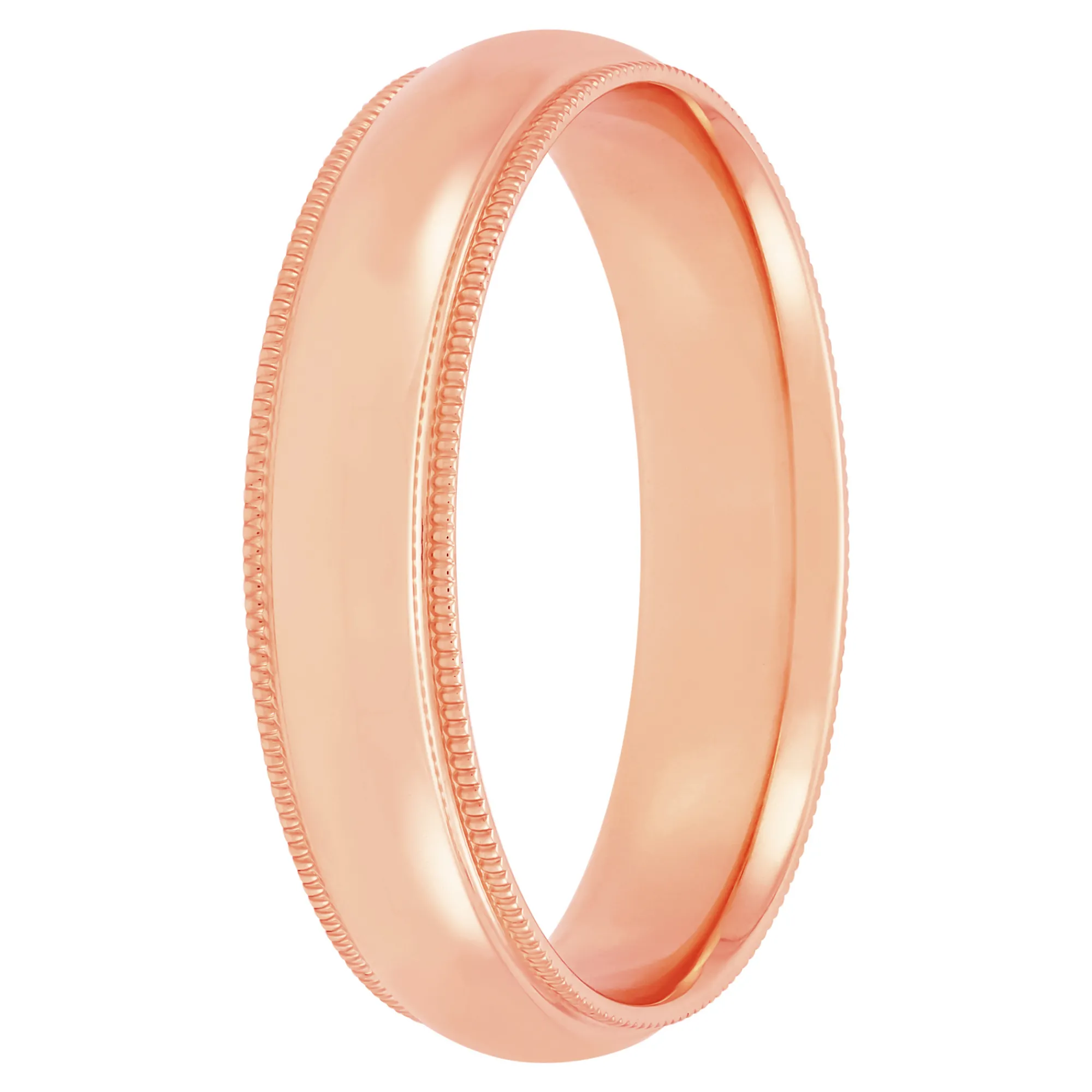 Rose Gold Polished Edge Milgrain Comfort Fit 5mm Band 18K Hot