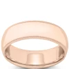 Rose Gold Polished Edge Milgrain Comfort Fit 7mm Band 18K New