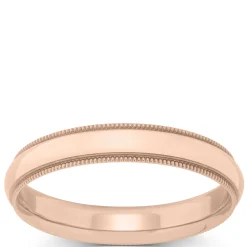 Rose Gold Polished Milgrain Edge Comfort Fit 4mm Band 14K Clearance