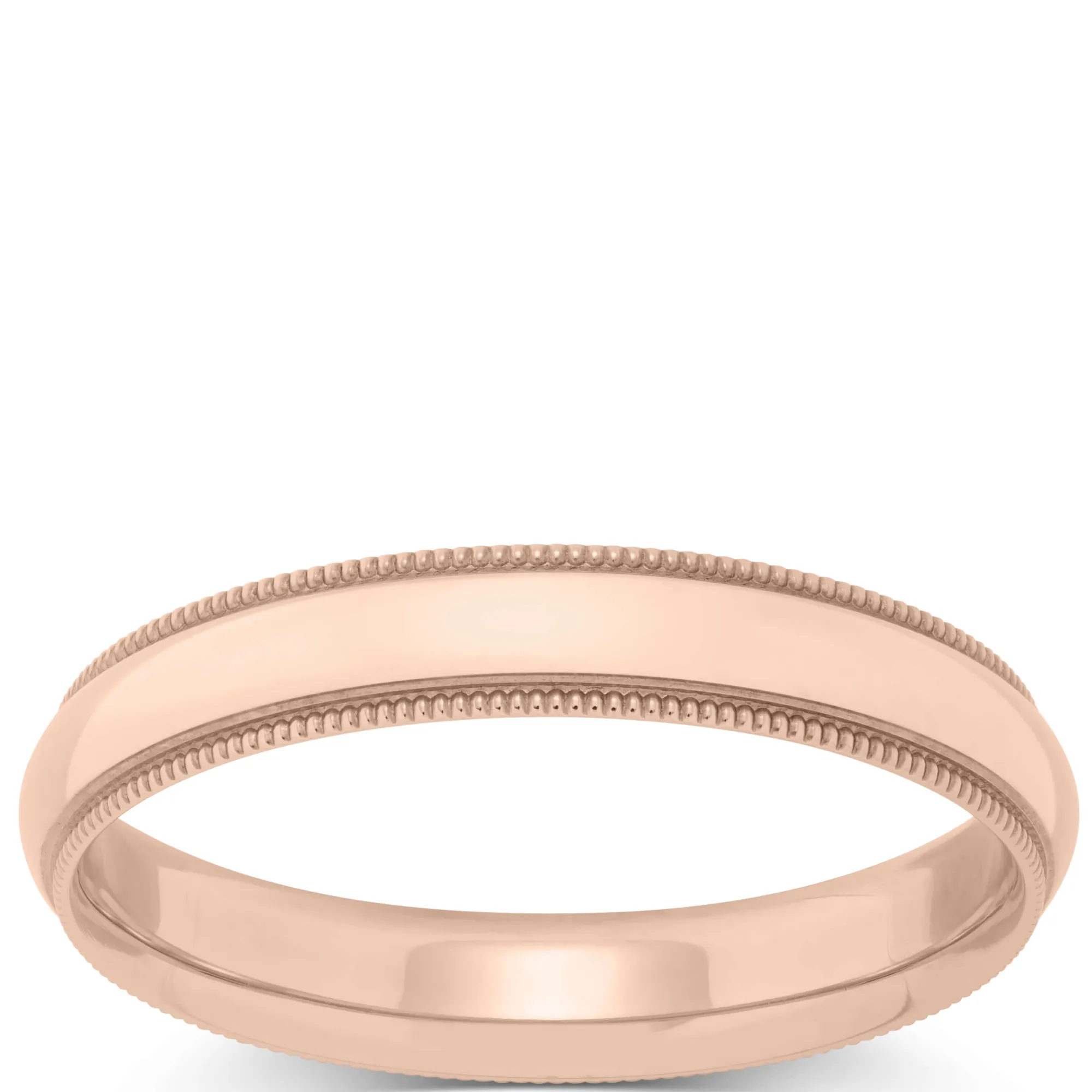 Rose Gold Polished Milgrain Edge Comfort Fit 4mm Band 14K Clearance
