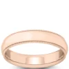 Rose Gold Polished Milgrain Edge Comfort Fit 5mm Band 14K Clearance
