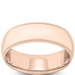 Rose Gold Polished Milgrain Edge Comfort Fit 7mm Band 14K Best
